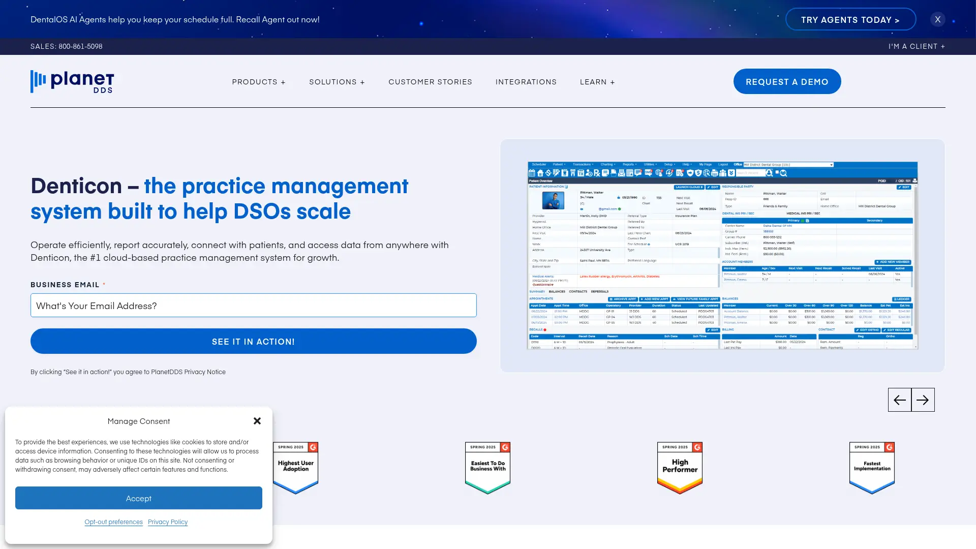 Screenshot of the Denticon homepage as it appeared on 2026-08-01