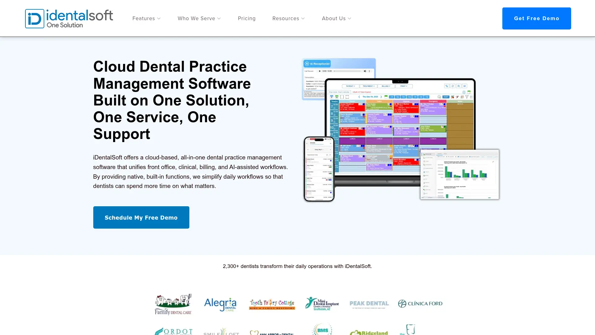 Screenshot of the iDentalSoft homepage as it appeared on 2026-08-01